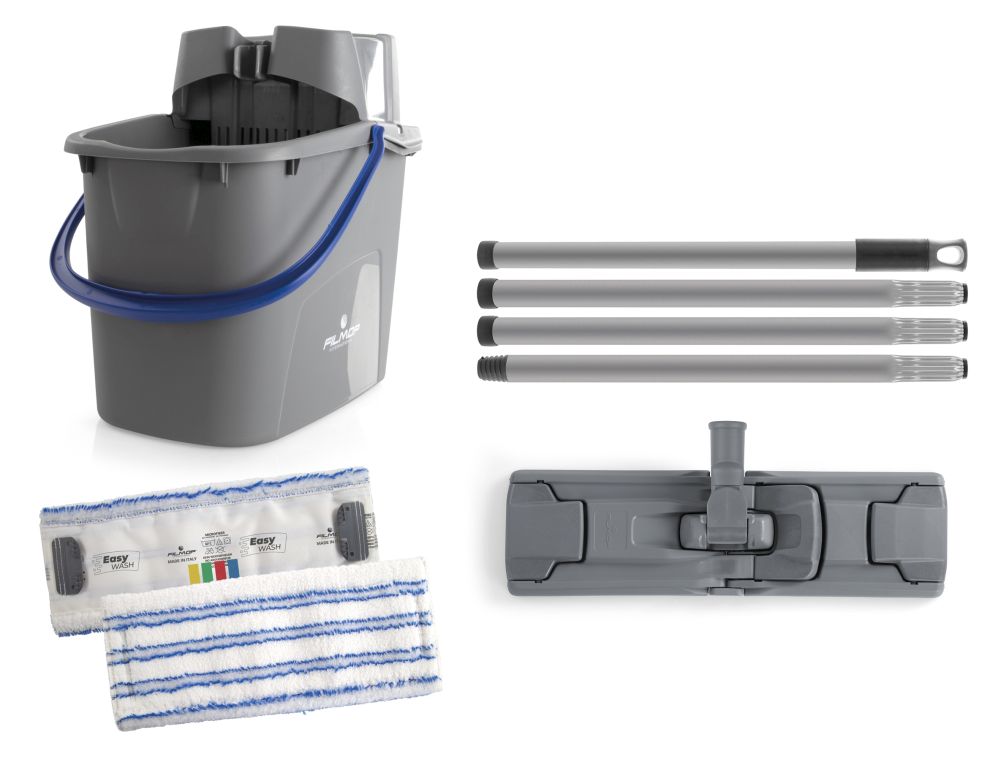 EASYWASH KIT - Cabo + Balde 14Lts. + Armação35x10cm + Mopa EASYWASH 42x16cm
