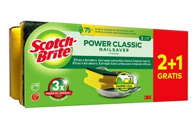 Esponja Limpeza Salva Unhas Scotch-Brite Classic, pack 2+1 - CAIXA 24 PACKS